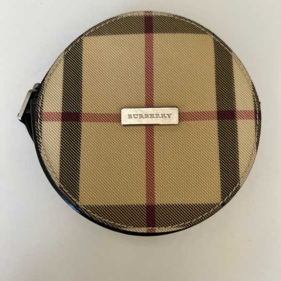 Burberry Round Black Textured Nova Check Coin zipper pouch - Picture 1 of 3